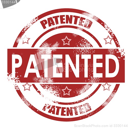 Image of Patented grunge retro red isolated ribbon stamp