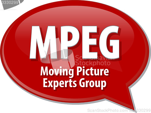 Image of MPEG acronym definition speech bubble illustration