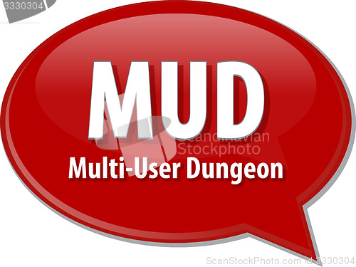 Image of MUD acronym definition speech bubble illustration