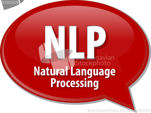 Image of NLP acronym definition speech bubble illustration