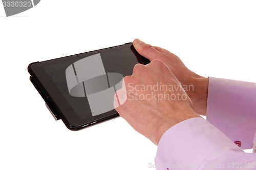 Image of Two hands with tablet pc.