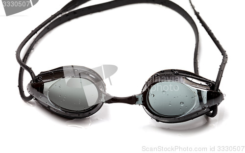 Image of Wet goggles for swimming on white background