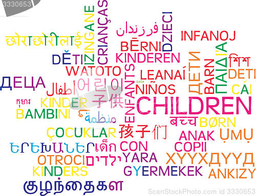 Image of Children multilanguage wordcloud background concept