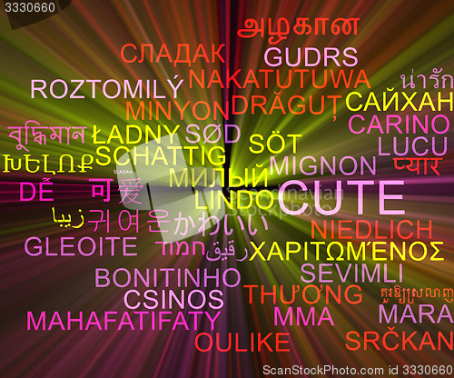 Image of Cute multilanguage wordcloud background concept glowing