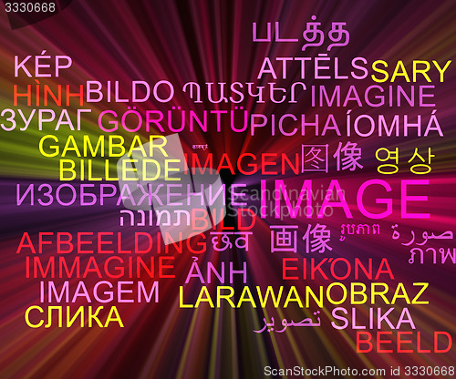 Image of Image multilanguage wordcloud background concept glowing