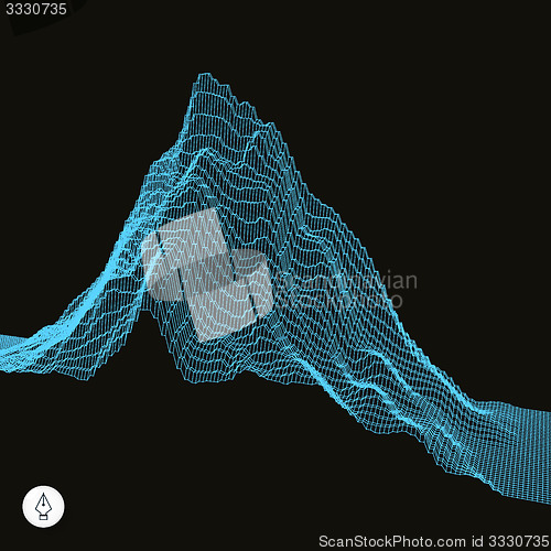 Image of Abstract landscape background. Cyberspace grid. 