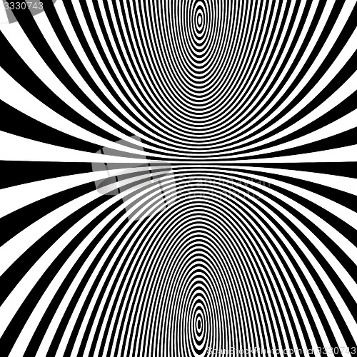 Image of Pattern with optical illusion. Black and white background. 