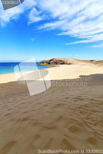 Image of white coast lanzarote  spain  people 