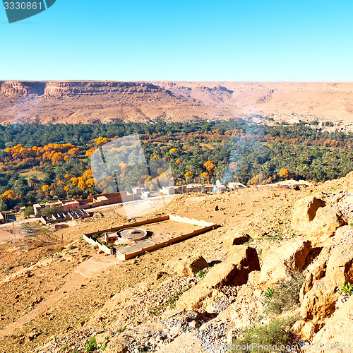 Image of construction  in    valley  morocco    africa the atlas dry moun