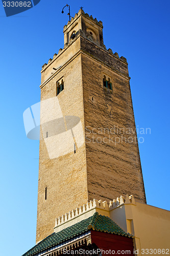 Image of the history in maroc africa  minaret  blue    sky