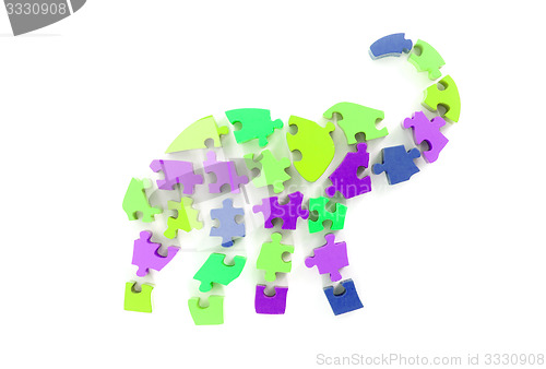 Image of Colorful puzzle pieces in elephant shape