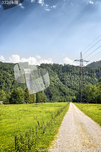 Image of View to power plant at Kochelsee