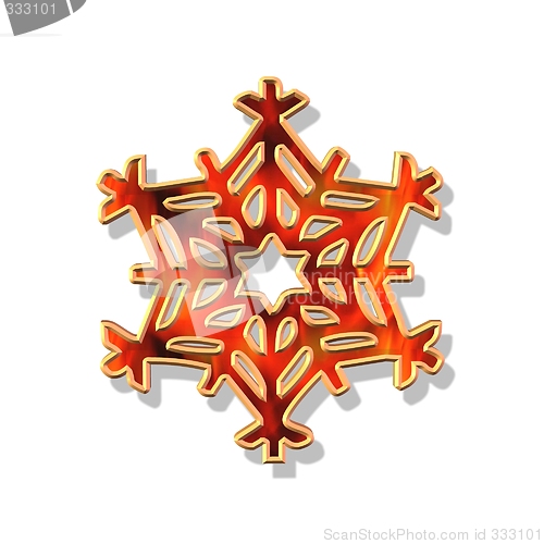 Image of red and gold Christmas flake