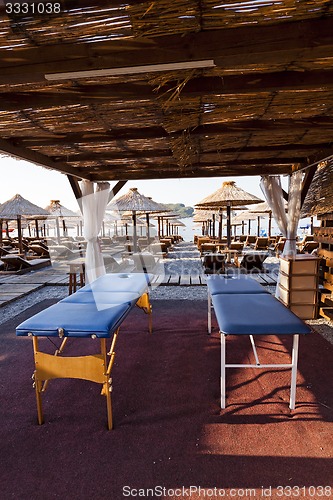 Image of umbrellas on a beach  