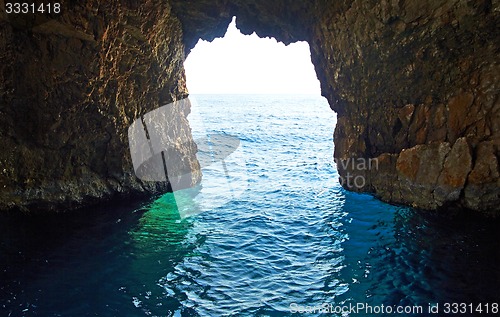 Image of Blue caves at bright sunny day Zakinthos Greece