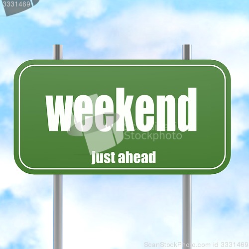 Image of Weekend word on green road sign