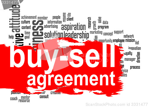 Image of Buy-sell agreement word cloud with red banner