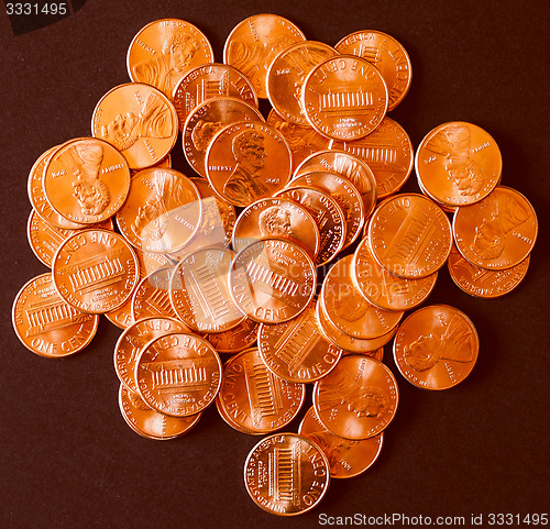 Image of Retro look Dollar coins 1 cent wheat penny cent