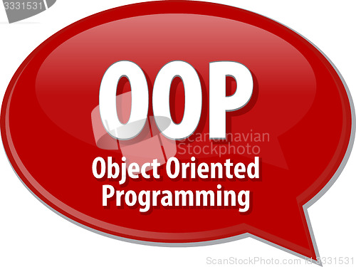 Image of OOP acronym definition speech bubble illustration