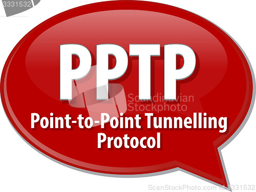 Image of PPTP acronym definition speech bubble illustration