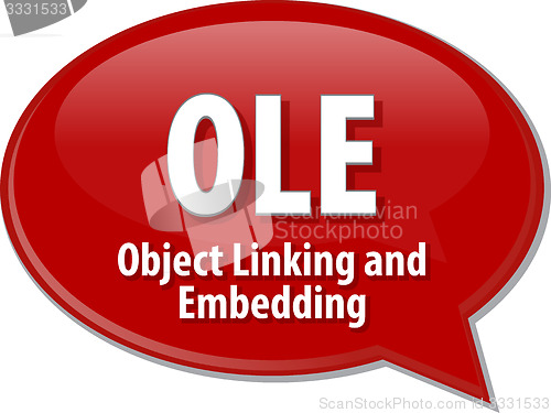 Image of OLE acronym definition speech bubble illustration