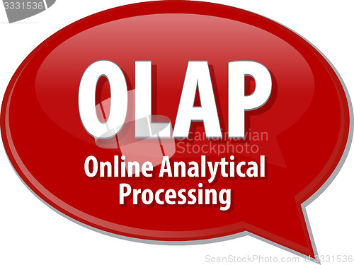 Image of OLAP acronym definition speech bubble illustration