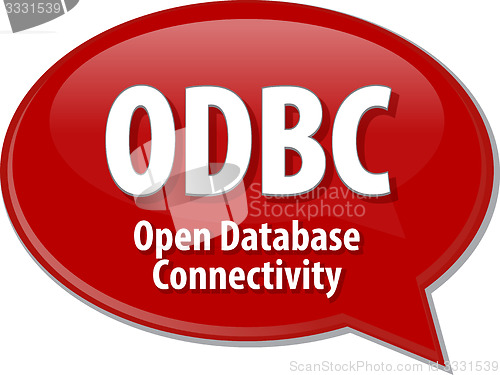 Image of ODBC acronym definition speech bubble illustration