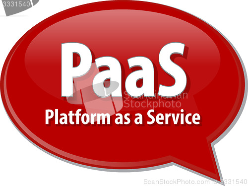 Image of PaaS acronym definition speech bubble illustration