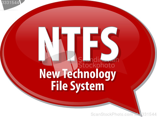 Image of NTFS acronym definition speech bubble illustration
