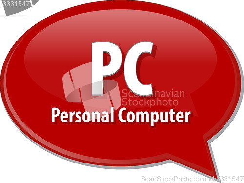 Image of PC acronym definition speech bubble illustration