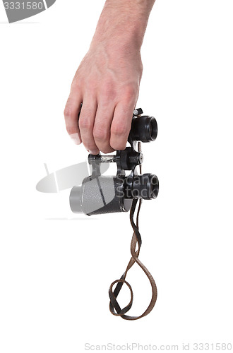 Image of Vintage binocular in mans hand