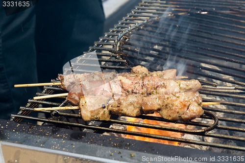 Image of Juicy roasted kebabs on the grill