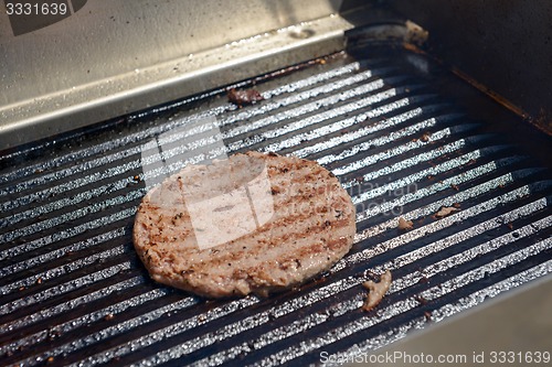 Image of succulent grilled steak on hot grill