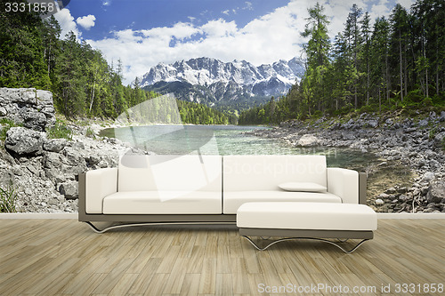 Image of photo wall mural sofa floor