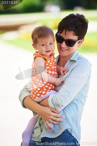 Image of mother and baby in park