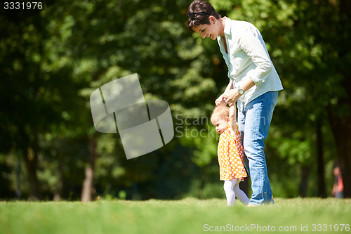 Image of mother and baby in park
