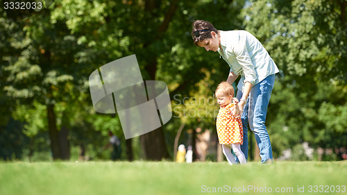 Image of mother and baby in park
