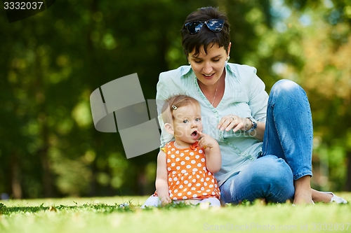 Image of mother and baby in park
