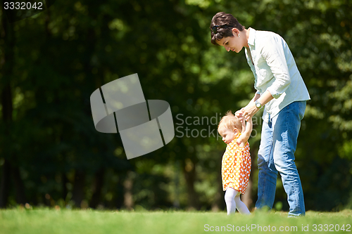 Image of mother and baby in park