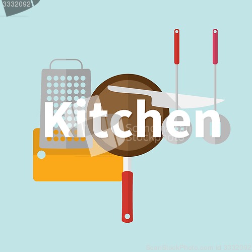 Image of Kitchen utensils. Flat design.
