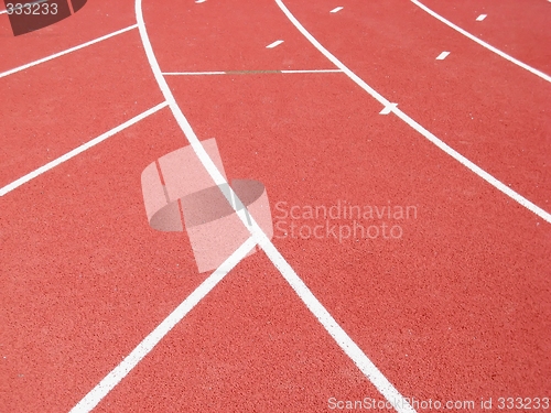 Image of lanes of a red race track