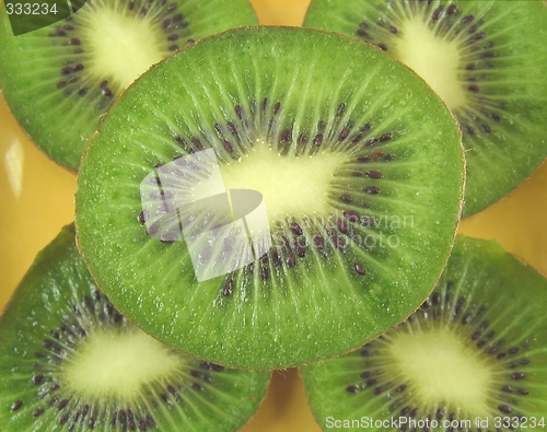 Image of kiwis on a yellow plate