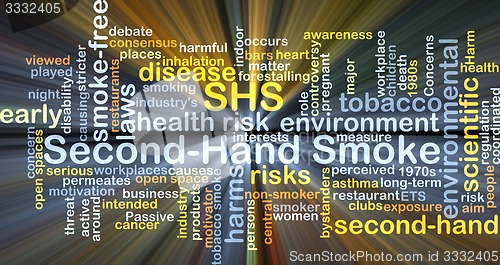 Image of Second-hand smoke SHS background concept glowing