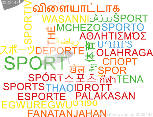Image of Sport multilanguage wordcloud background concept