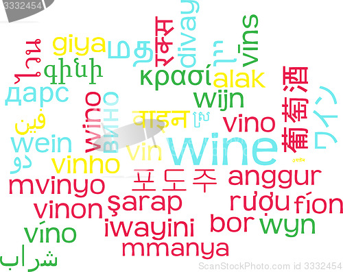 Image of Wine multilanguage wordcloud background concept