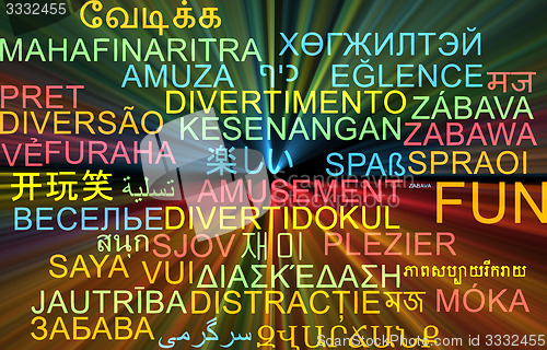 Image of Fun multilanguage wordcloud background concept glowing