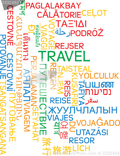 Image of Travel multilanguage wordcloud background concept