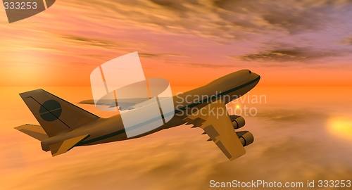 Image of 747 plane at sunset