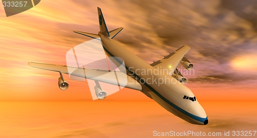 Image of 747 plane at sunset