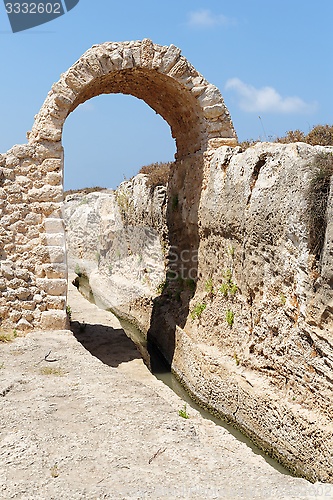 Image of Ancient irrigation ditch and arch in Nahal Taninim archeological park in Israel